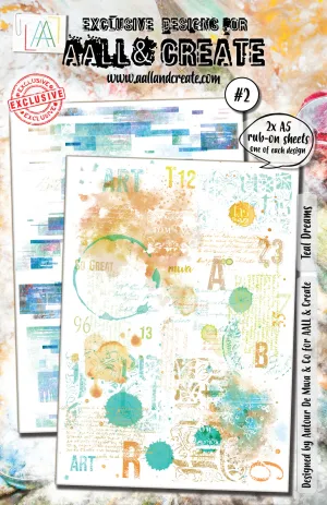Teal Dreams #2 Rub-on Sheets 2x A5 Aall & Create