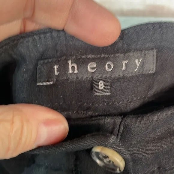 Theory 8 black short shorts line viscose blend euc 3” inseam pockets euc