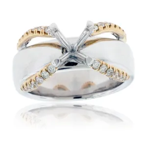 Thick Band Diamond Engagement Semi-Mount Ring