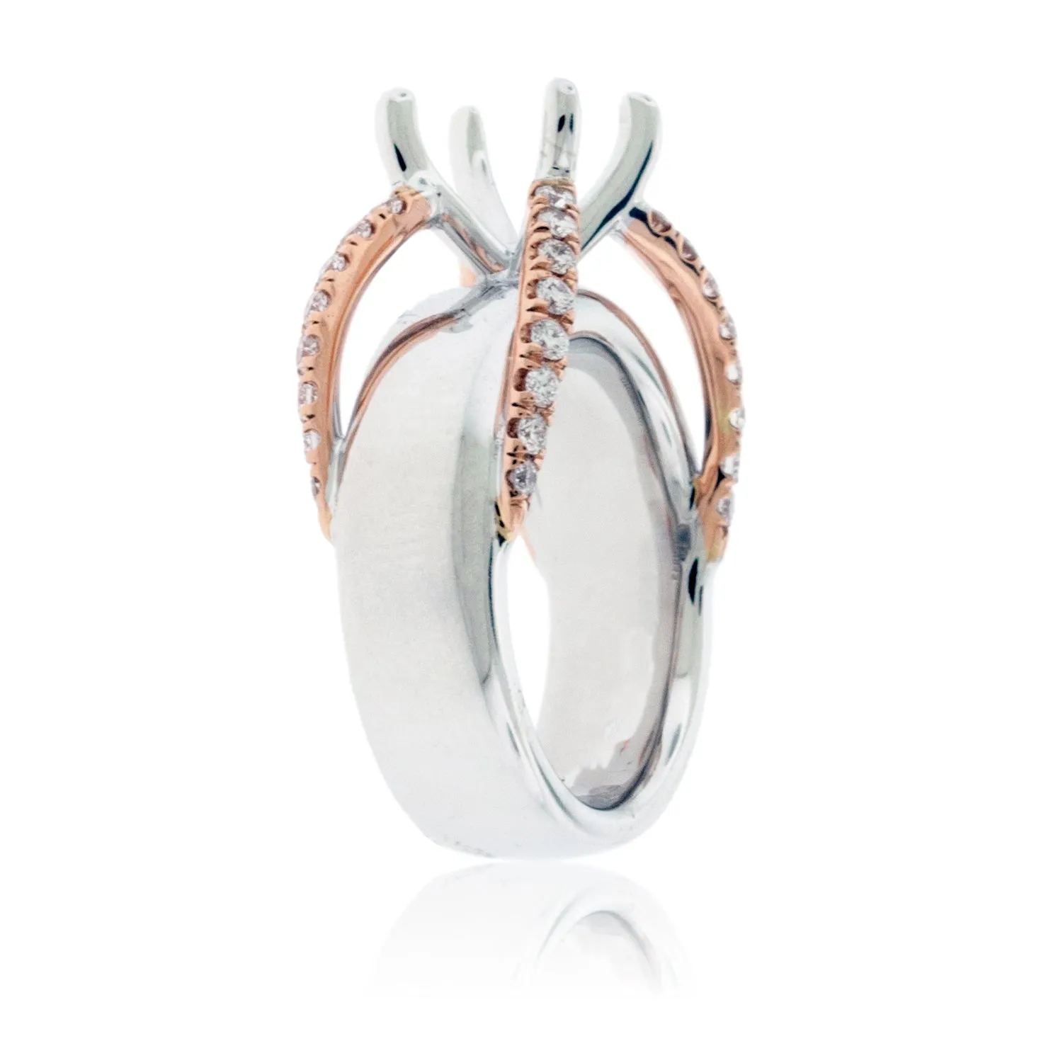 Thick Band Diamond Engagement Semi-Mount Ring