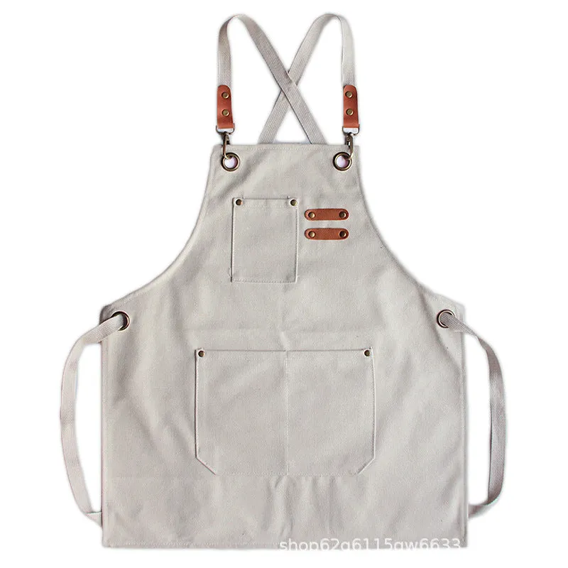 Thickened canvas Jean apron stain-resistant barista Kitchen restaurant work haircut apron
