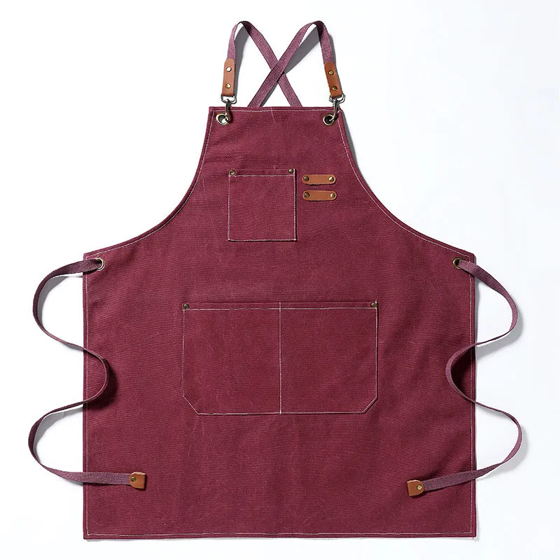 Thickened canvas Jean apron stain-resistant barista Kitchen restaurant work haircut apron