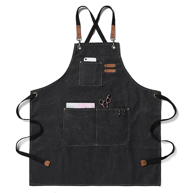 Thickened canvas Jean apron stain-resistant barista Kitchen restaurant work haircut apron