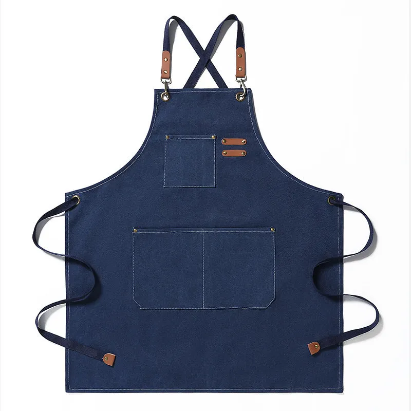 Thickened canvas Jean apron stain-resistant barista Kitchen restaurant work haircut apron