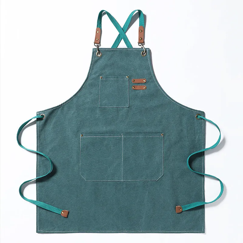 Thickened canvas Jean apron stain-resistant barista Kitchen restaurant work haircut apron