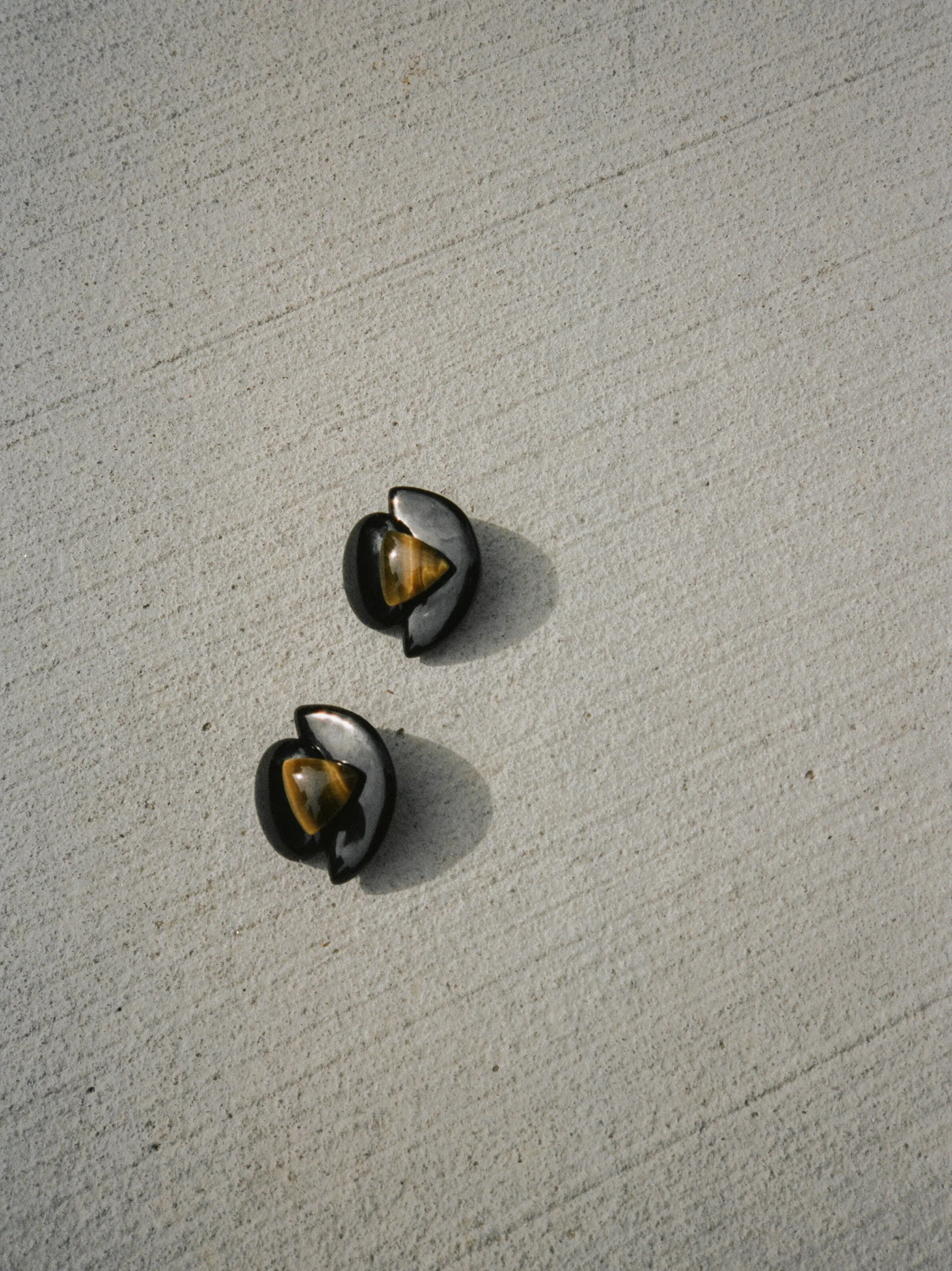 Tigers Eye & Ceramic Clip-Ons