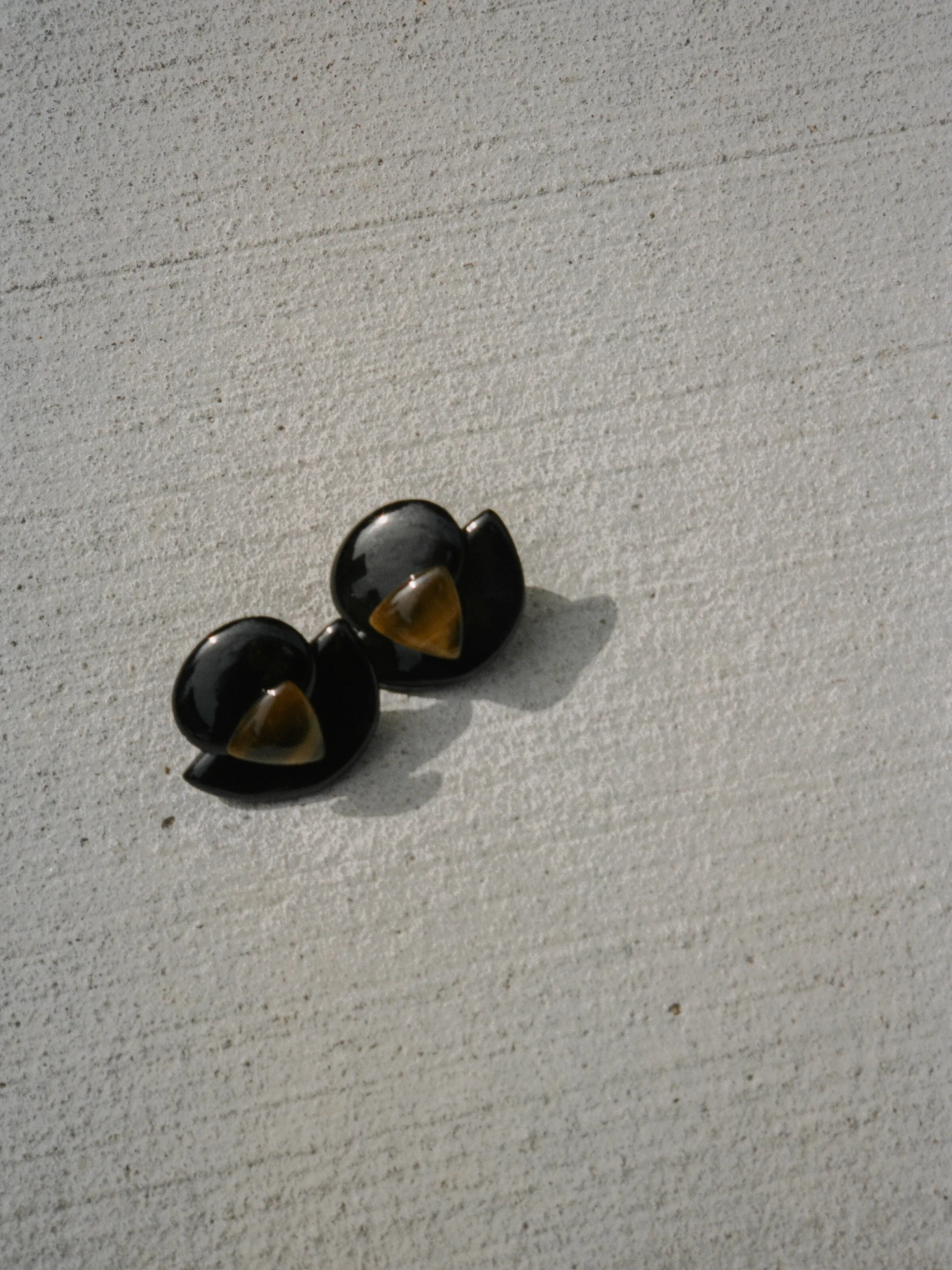 Tigers Eye & Ceramic Clip-Ons