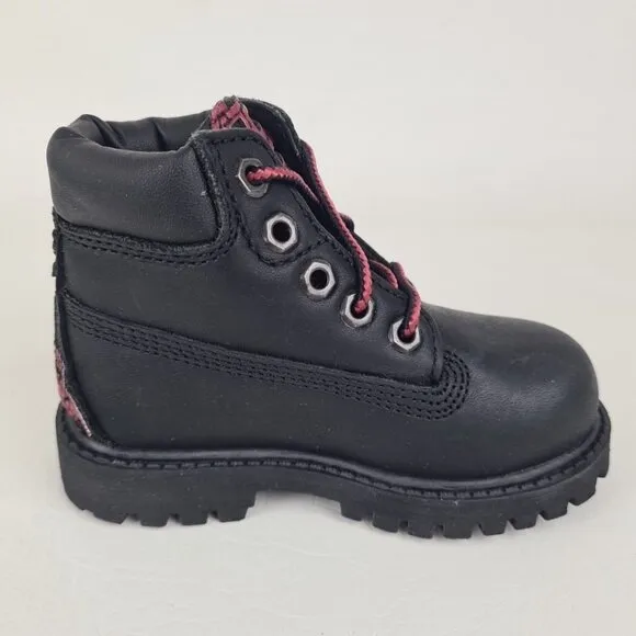 Timberland 6In Fordham TODDLER Boots Outdoors Black Leather Casual SZ 6