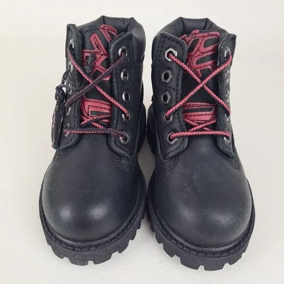 Timberland 6In Fordham TODDLER Boots Outdoors Black Leather Casual SZ 6
