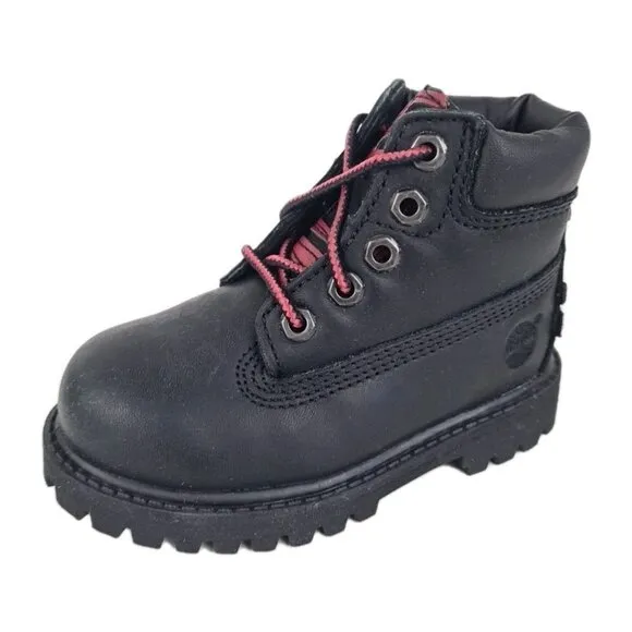 Timberland 6In Fordham TODDLER Boots Outdoors Black Leather Casual SZ 6