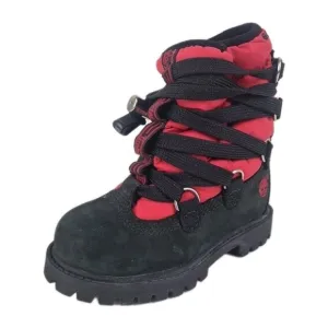 Timberland 6In Quilted TODDLER Casual Boots Outdoors Black Red Leather Size 7