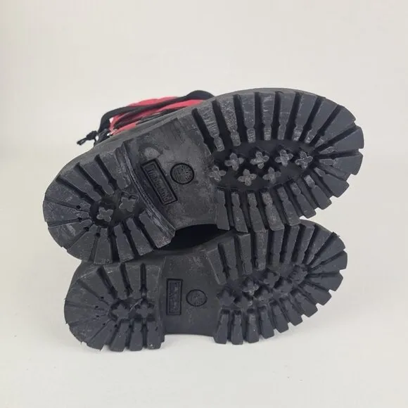 Timberland 6In Quilted TODDLER Casual Boots Outdoors Black Red Leather Size 7