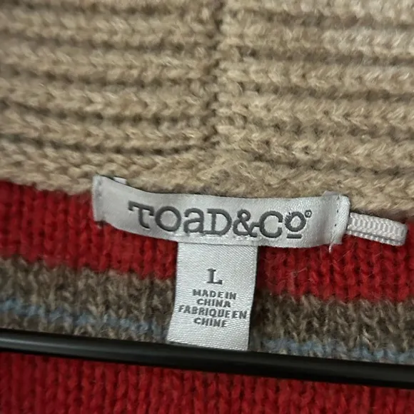 Toad &amp; Co striped 100% Lambswool Zipper fr cardigan sweater
