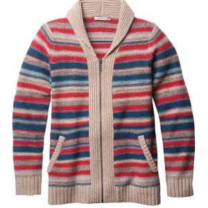 Toad &amp; Co striped 100% Lambswool Zipper fr cardigan sweater