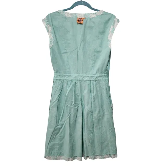 Tory Burch Mint Floral Nico Cotton Flare Dress Size 8