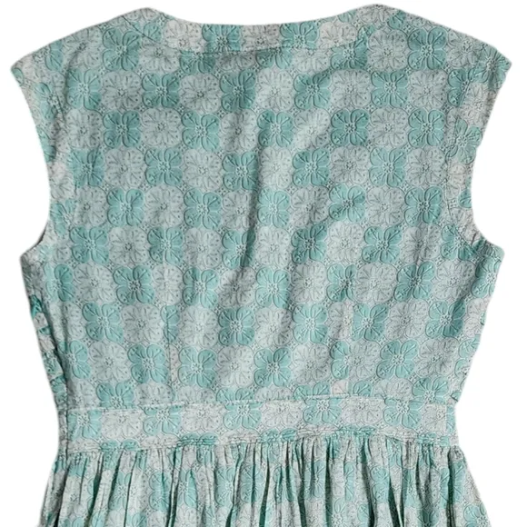 Tory Burch Mint Floral Nico Cotton Flare Dress Size 8