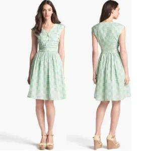 Tory Burch Mint Floral Nico Cotton Flare Dress Size 8
