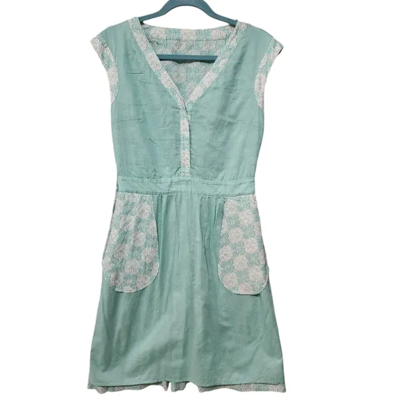 Tory Burch Mint Floral Nico Cotton Flare Dress Size 8