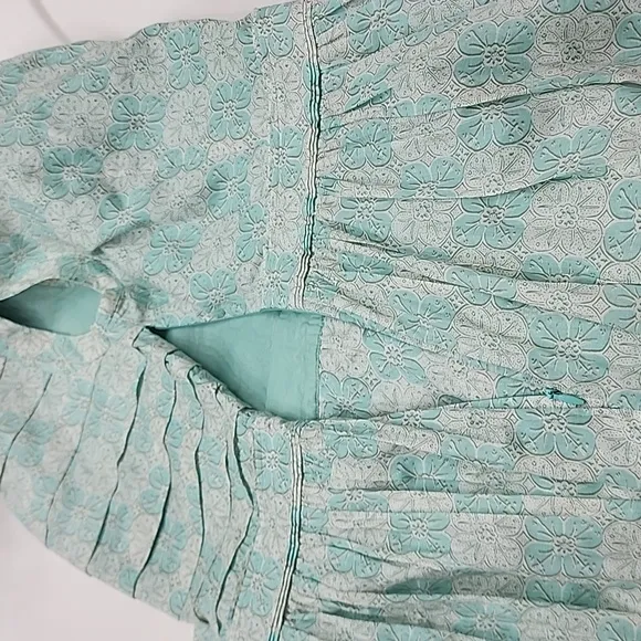 Tory Burch Mint Floral Nico Cotton Flare Dress Size 8