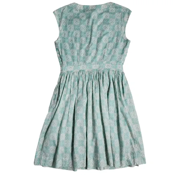 Tory Burch Mint Floral Nico Cotton Flare Dress Size 8