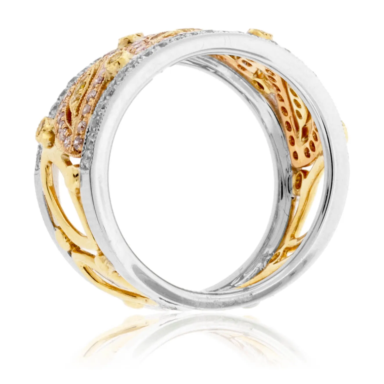 Tri-Gold Natural Color Diamond & Diamond Ring