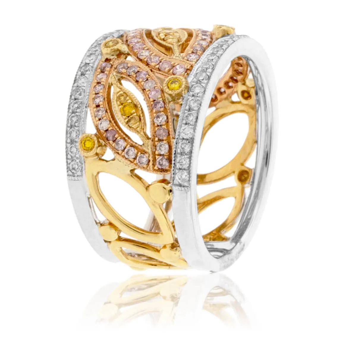 Tri-Gold Natural Color Diamond & Diamond Ring