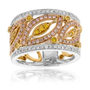 Tri-Gold Natural Color Diamond & Diamond Ring