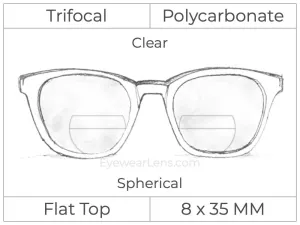 Trifocal - Flat Top 8X35 - Polycarbonate - Spherical - Clear
