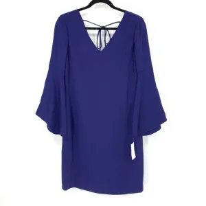 Trina Turk Womens Size XS Nico Bell Sleeve Dress Mystere Blue V-Neck NEW