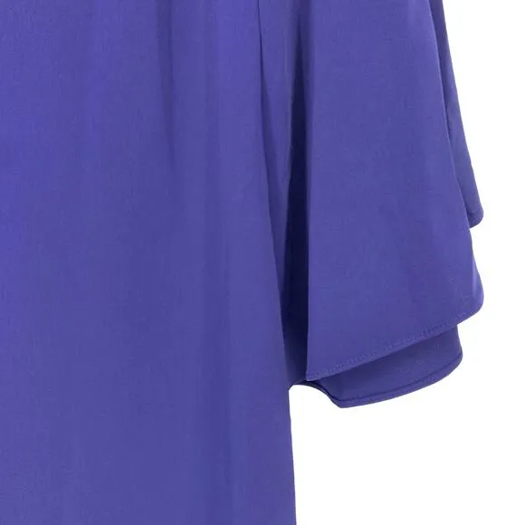 Trina Turk Womens Size XS Nico Bell Sleeve Dress Mystere Blue V-Neck NEW
