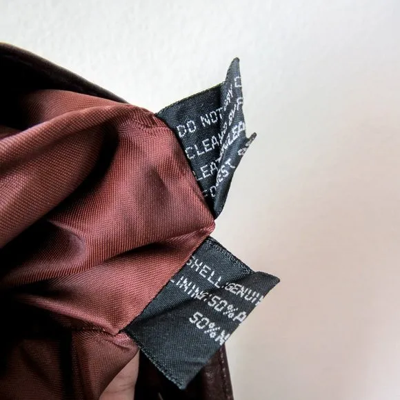 TRUE VINTAGE Burgundy Red Brown Real Leather Skirt Knee Length- fits 8 Medium