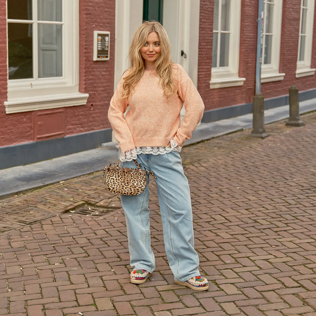 Trui broderie rand orange