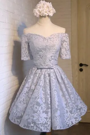 Tulle Short Prom Dresses,A-Line Off Shoulder Homecoming Dress, SH262
