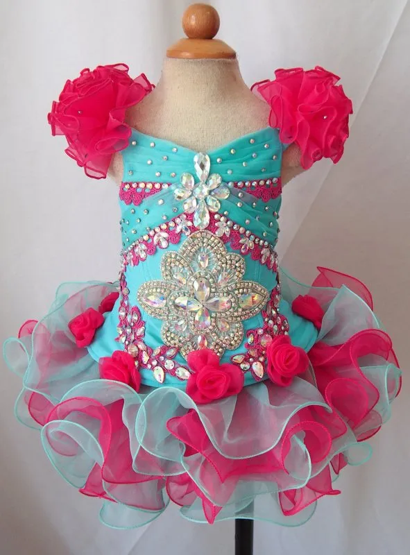 Two Pieces Little Girl/Baby Miss/Toddler/Kids Glitz Pageant Dress