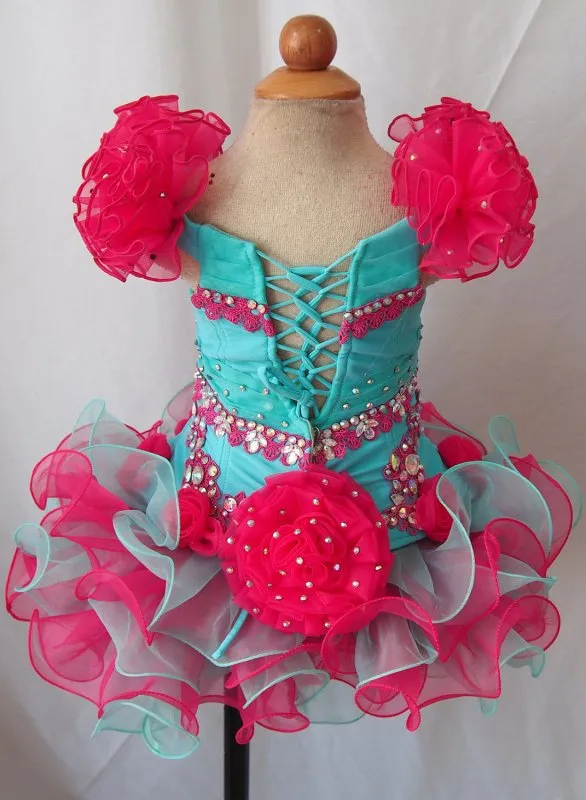 Two Pieces Little Girl/Baby Miss/Toddler/Kids Glitz Pageant Dress