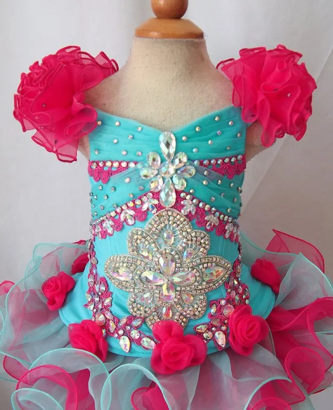 Two Pieces Little Girl/Baby Miss/Toddler/Kids Glitz Pageant Dress