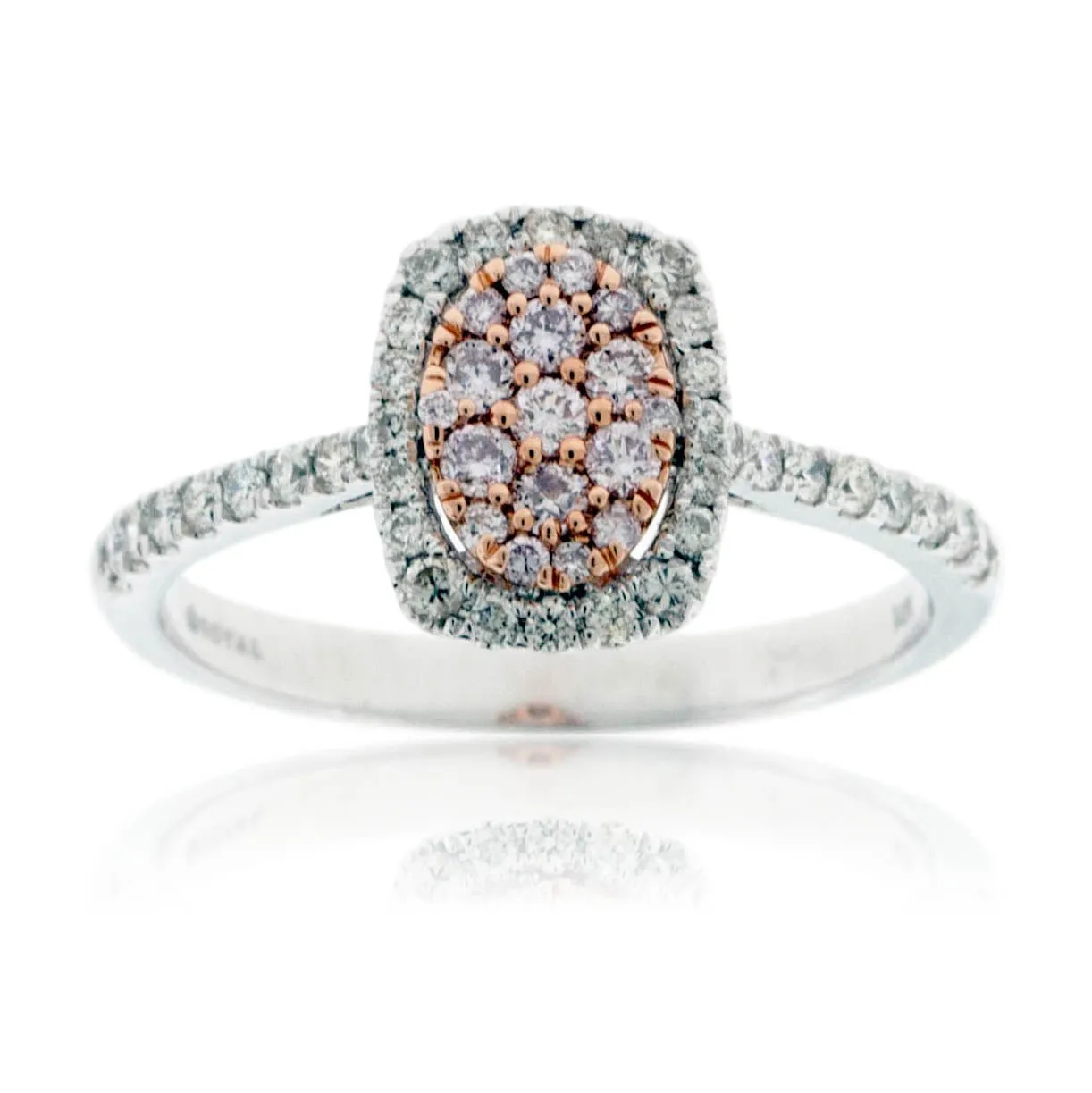 Two Toned Gold White & Pink Diamond Cluster Ring