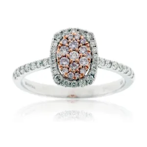 Two Toned Gold White & Pink Diamond Cluster Ring