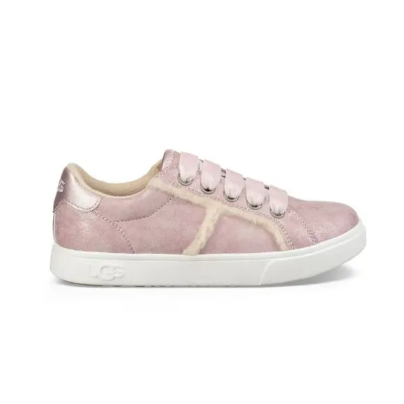 UGG Cameo Pink Metallic Faux Leather Alanna Trainer Shoes sz 5 Kid's Sneakers