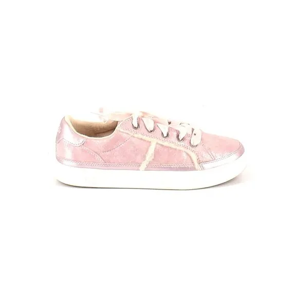 UGG Cameo Pink Metallic Faux Leather Alanna Trainer Shoes sz 5 Kid's Sneakers