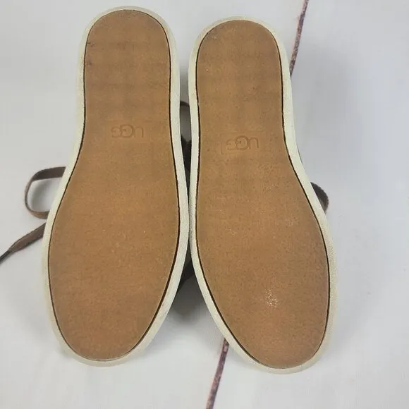 UGG‎ Girls Pure Leather Lace Up Zipper Sneaker Boots with Wool Fur Size 5