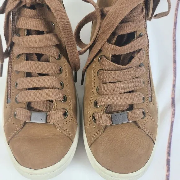 UGG‎ Girls Pure Leather Lace Up Zipper Sneaker Boots with Wool Fur Size 5