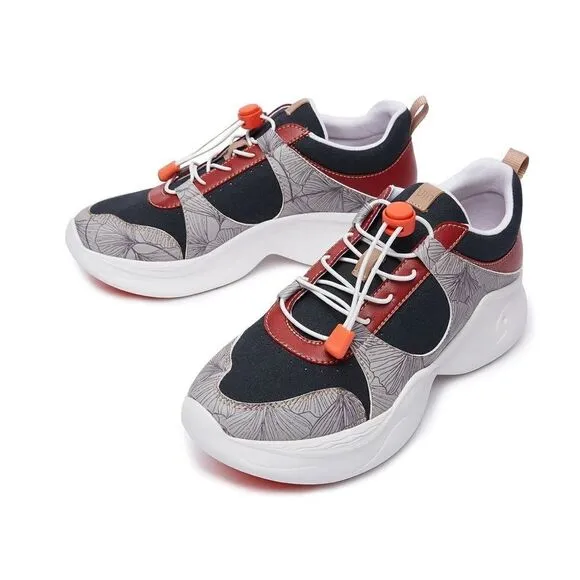 UIN Women's Chunky Fashion Sneakers Walking Casual Shoes (Fall-Dark Red Palma)