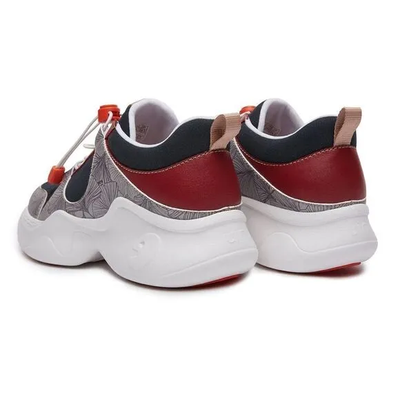 UIN Women's Chunky Fashion Sneakers Walking Casual Shoes (Fall-Dark Red Palma)