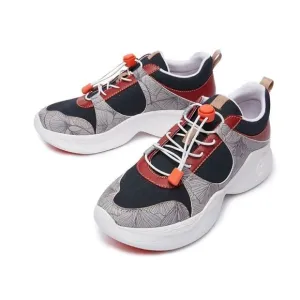 UIN Women's Chunky Fashion Sneakers Walking Casual Shoes (Fall-Dark Red Palma)