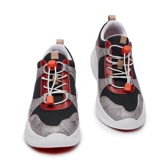 UIN Women's Chunky Fashion Sneakers Walking Casual Shoes (Fall-Dark Red Palma)