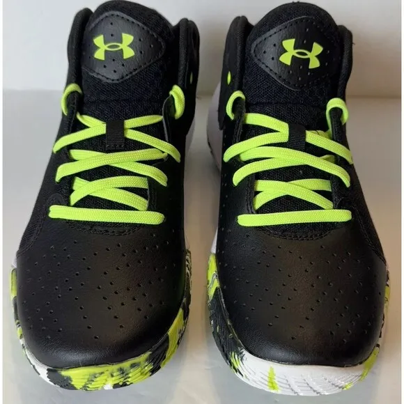 Under Armour Youth Size 6.5Y Jet  21 Black/White/Lime Surge 3024794-009 Shoes