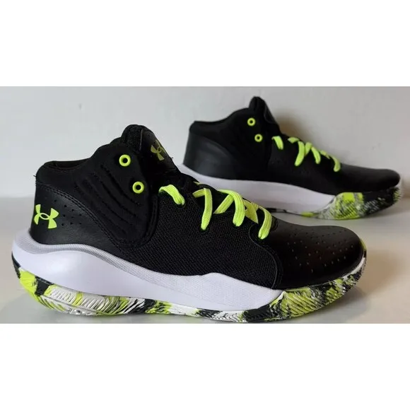 Under Armour Youth Size 6.5Y Jet  21 Black/White/Lime Surge 3024794-009 Shoes