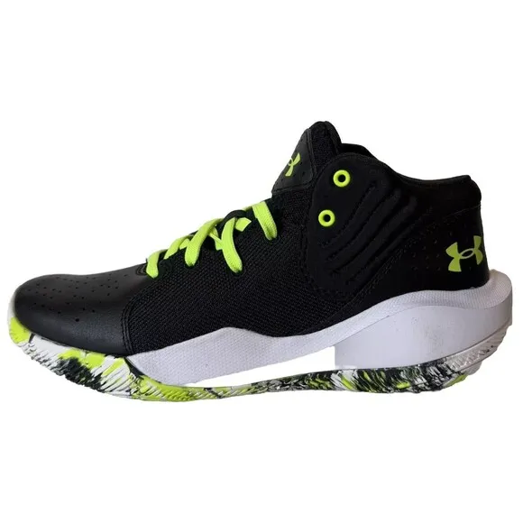 Under Armour Youth Size 6.5Y Jet  21 Black/White/Lime Surge 3024794-009 Shoes