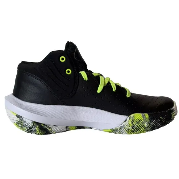 Under Armour Youth Size 6.5Y Jet  21 Black/White/Lime Surge 3024794-009 Shoes